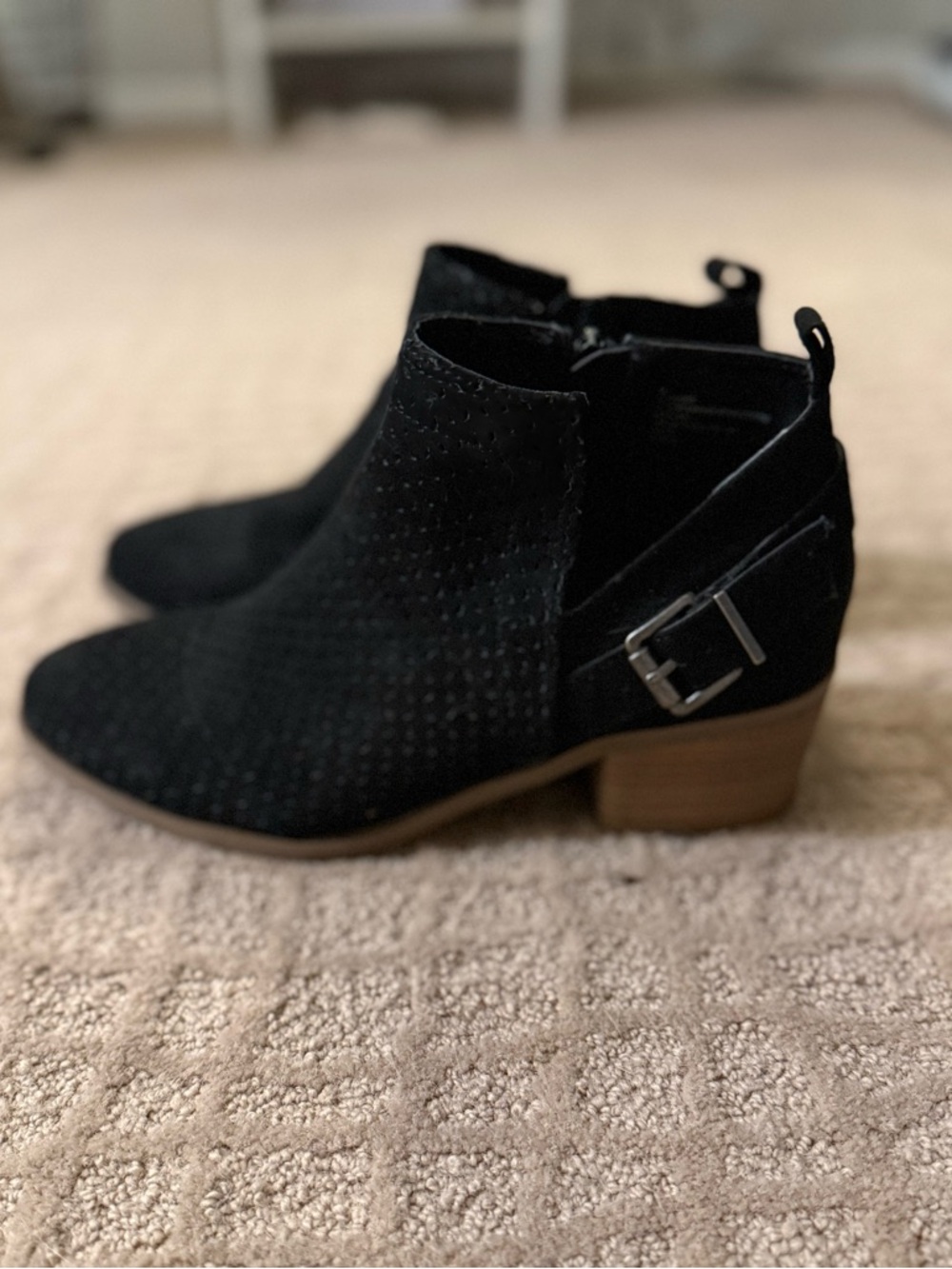Universal Thread Black Suede Ankle Booties with Buckle